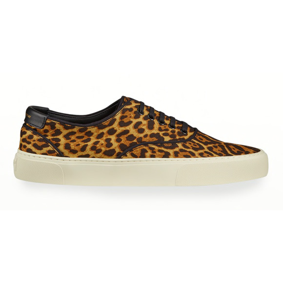 Saint Laurent Mens Venice Leopard Black Brown Flat Lace Up Low Top Sneaker 44 11 - Picture 2 of 10
